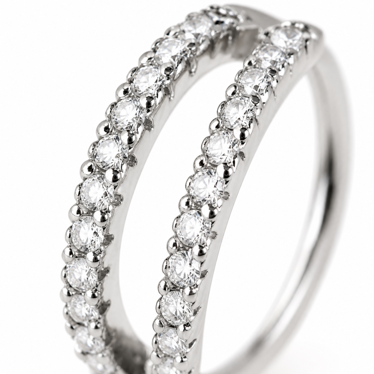 Double Luxe Pavé Nose Hoop – Layered Ring (20G)