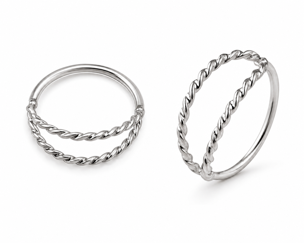 Twisted Rope Nose Hoop – Double Band (22G)
