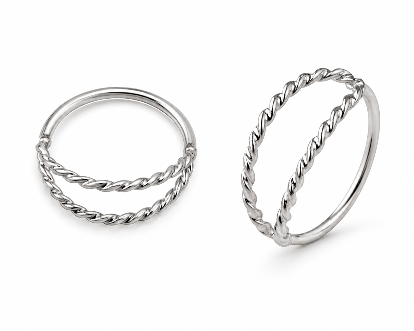 Twisted Rope Nose Hoop – Double Band (22G)