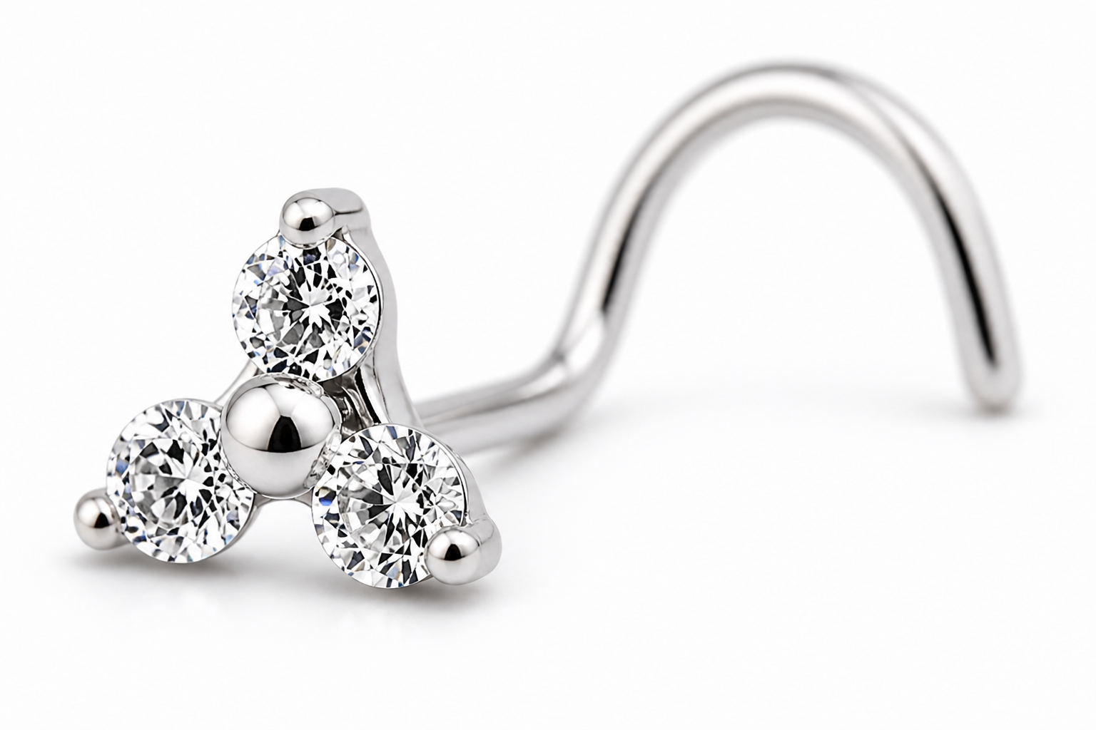 Trinity Spark Nose Stud – Titanium L Shape (20G)