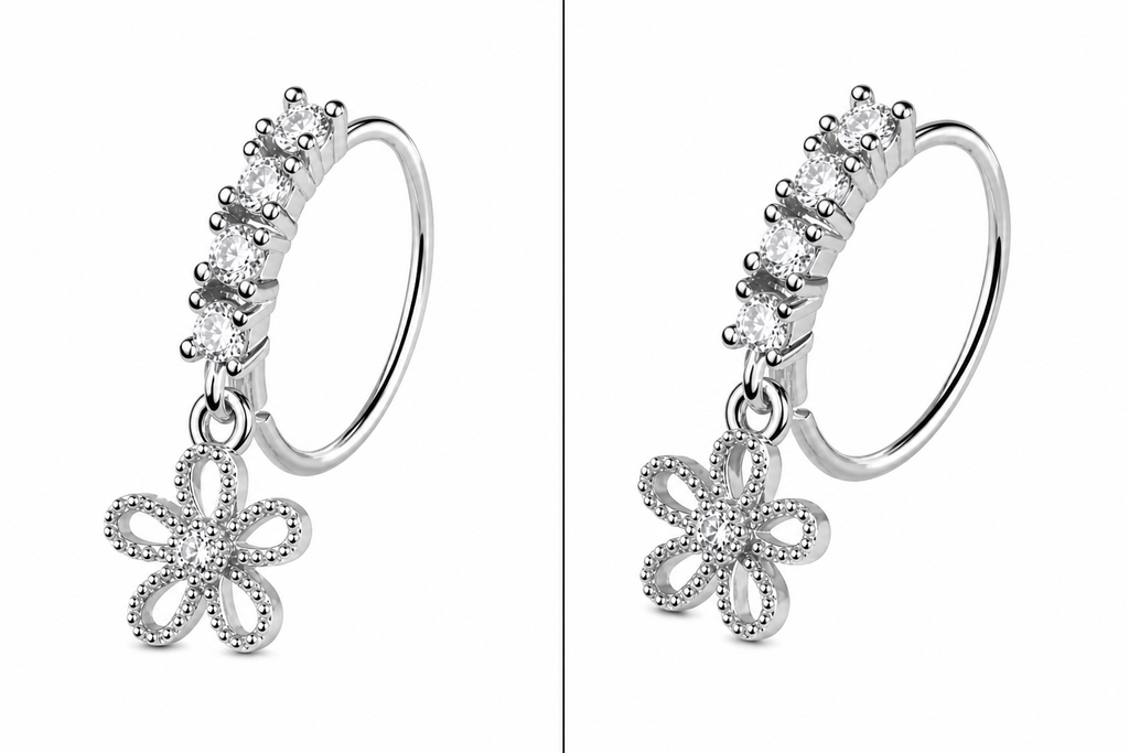 Daisy Drop Nose Ring – Charm Hoop (20G)