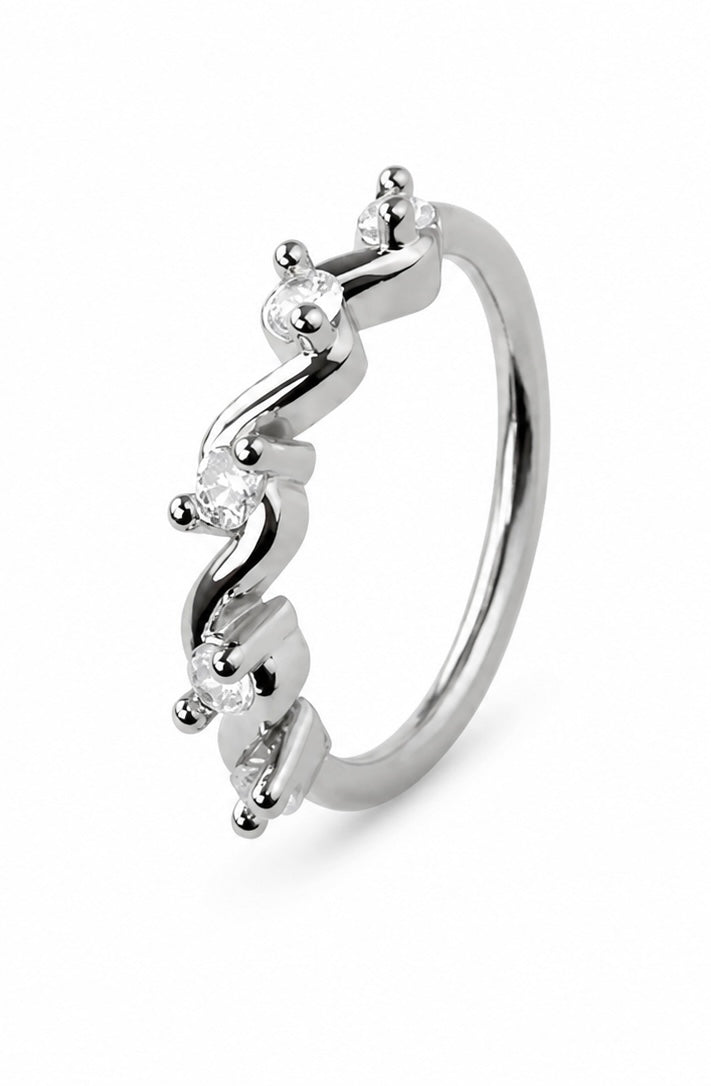 Twisted Luxe Crystal Nose Ring – Hoop (20G)