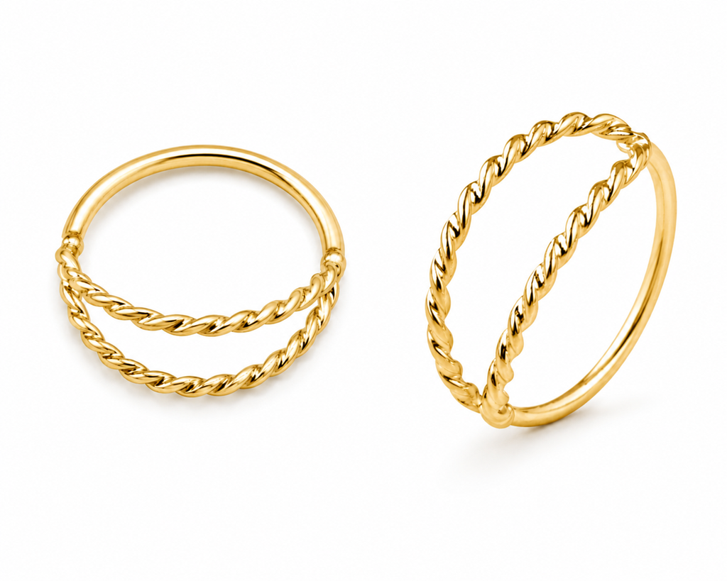 Twisted Rope Nose Hoop – Double Band (22G)