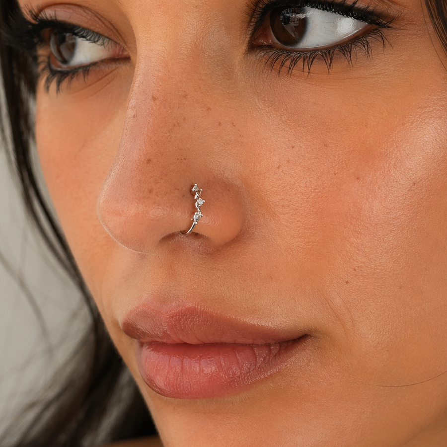 Twisted Luxe Crystal Nose Ring – Hoop (20G)