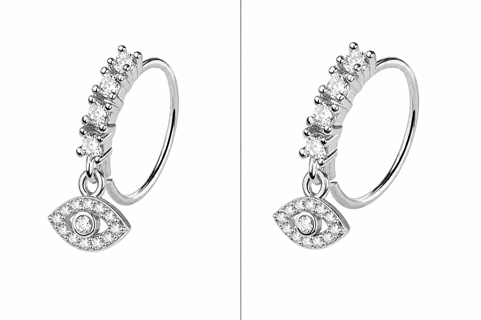 Evil Eye Luxe Drop Nose Ring – Charm Hoop (20G)