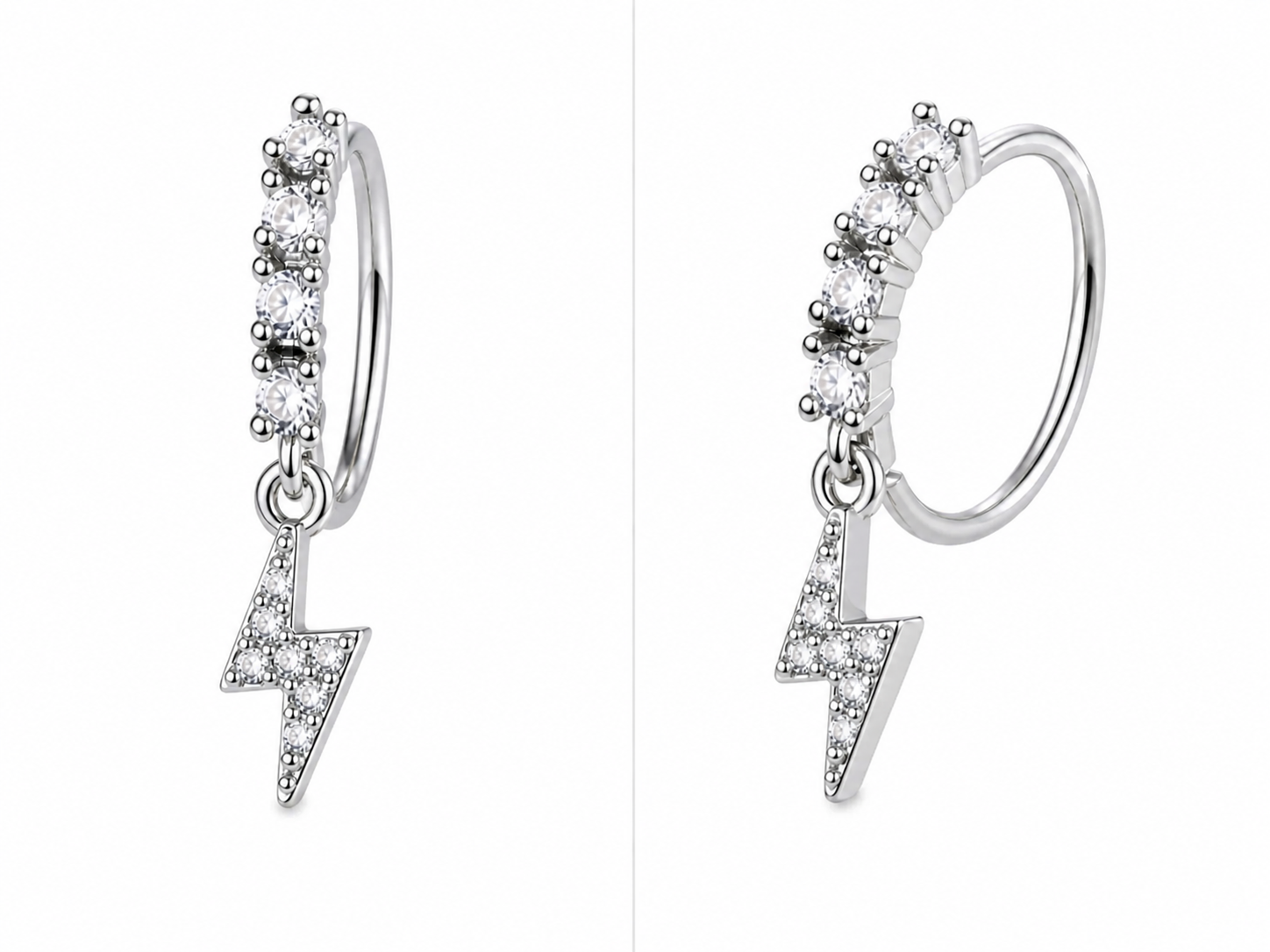 Electric Spark Lightning Nose Ring – Charm Hoop (20G)