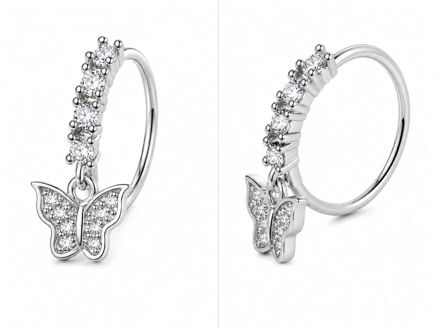 Golden Flutter Butterfly Nose Ring – Charm Hoop (20G)