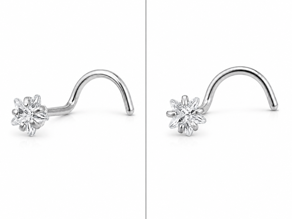 Starlight Bloom Nose Stud – Titanium L Shape (20G)