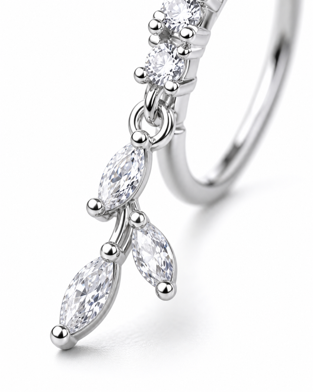 Luxe Vine Drop Nose Ring – Charm Hoop (20G)