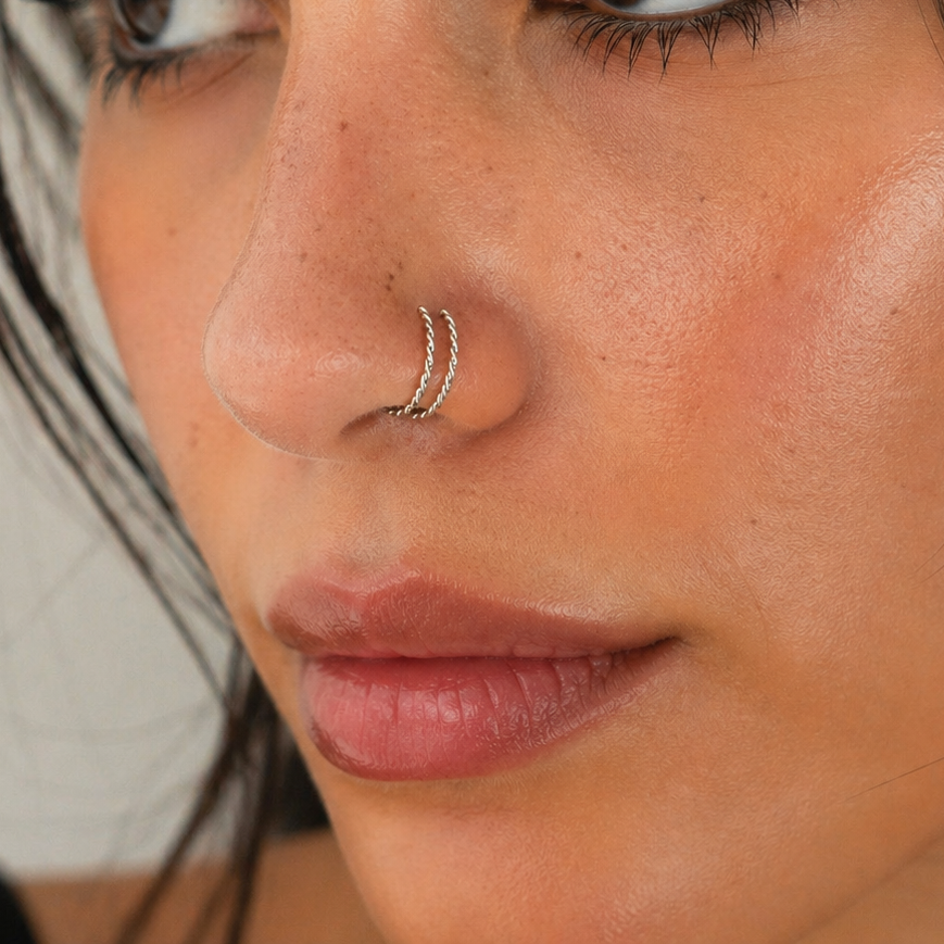 Twisted Rope Nose Hoop – Double Band (22G)