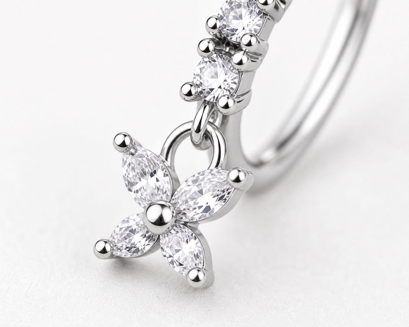 Luxe Butterfly Drop Nose Ring – Charm Hoop (20G)