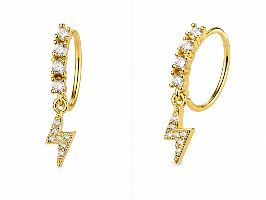 Electric Spark Lightning Nose Ring – Charm Hoop (20G)
