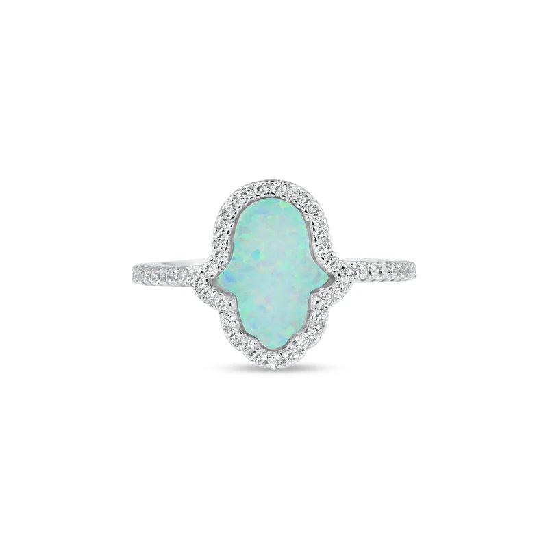 Opal Hamsa Protection Ring