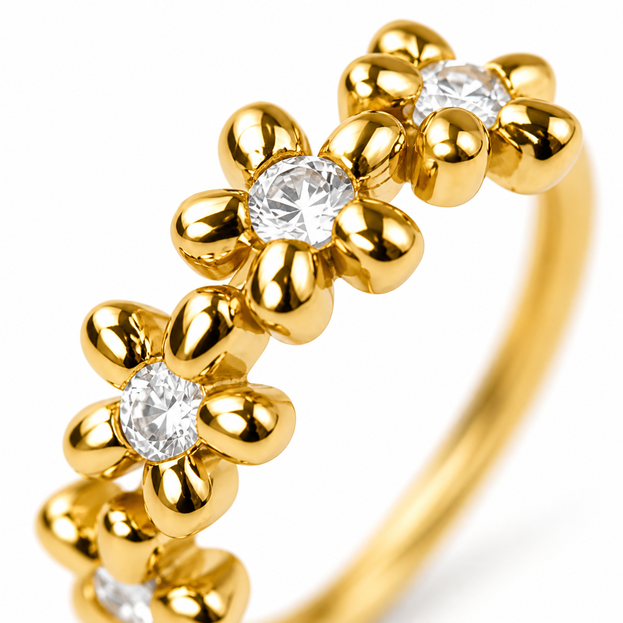Golden Bloom Floral Nose Ring – Hoop (20G)