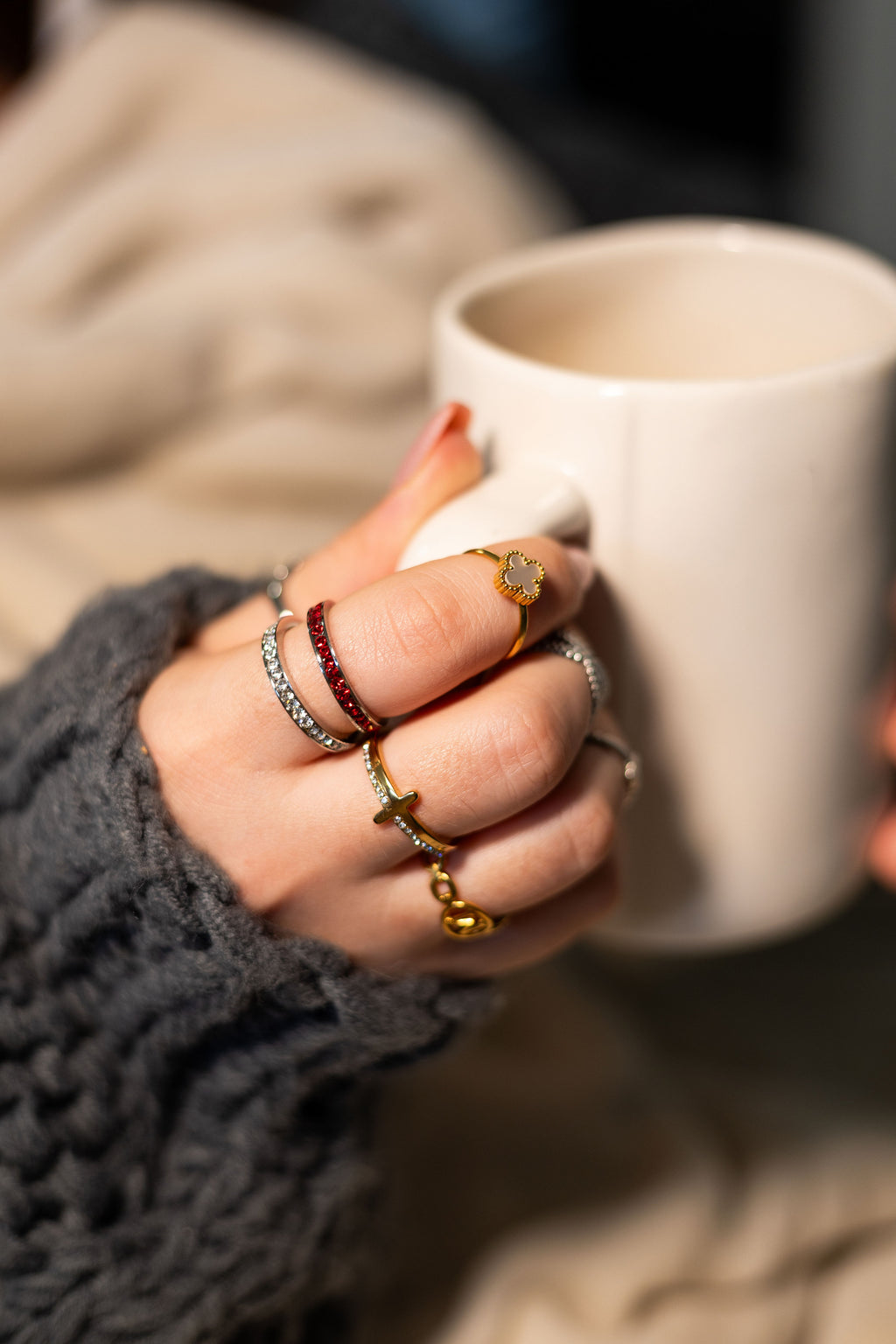Radiant Birthstone CZ Stacking Rings