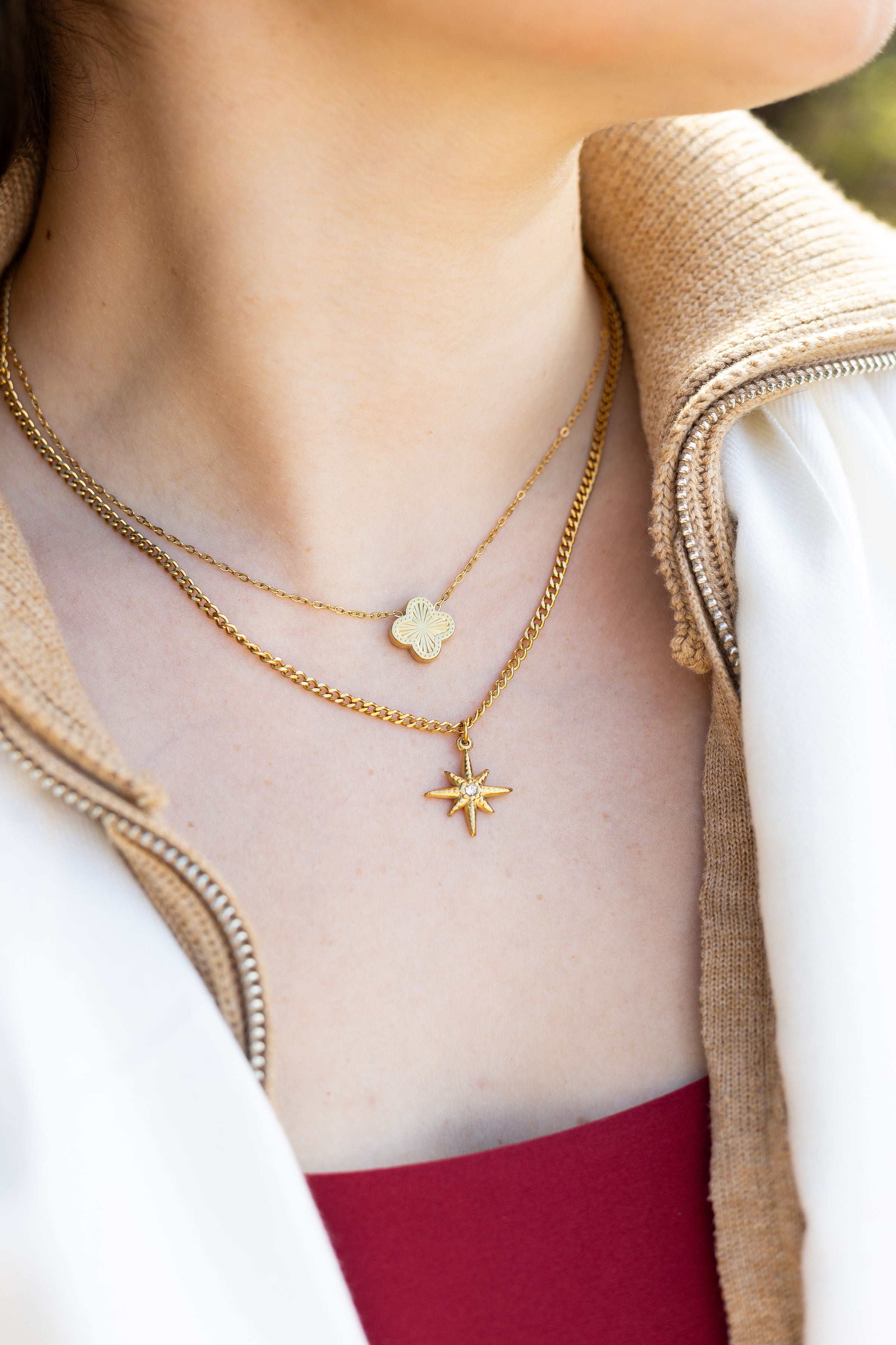Golden Soleil Clover Necklace