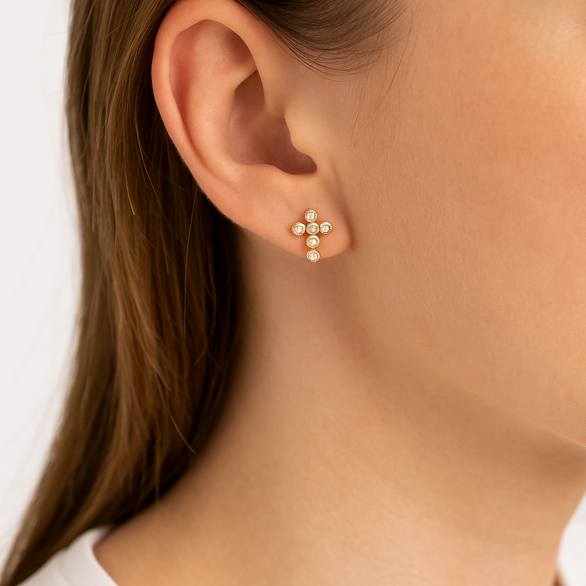 Sacred Spark Cross Studs