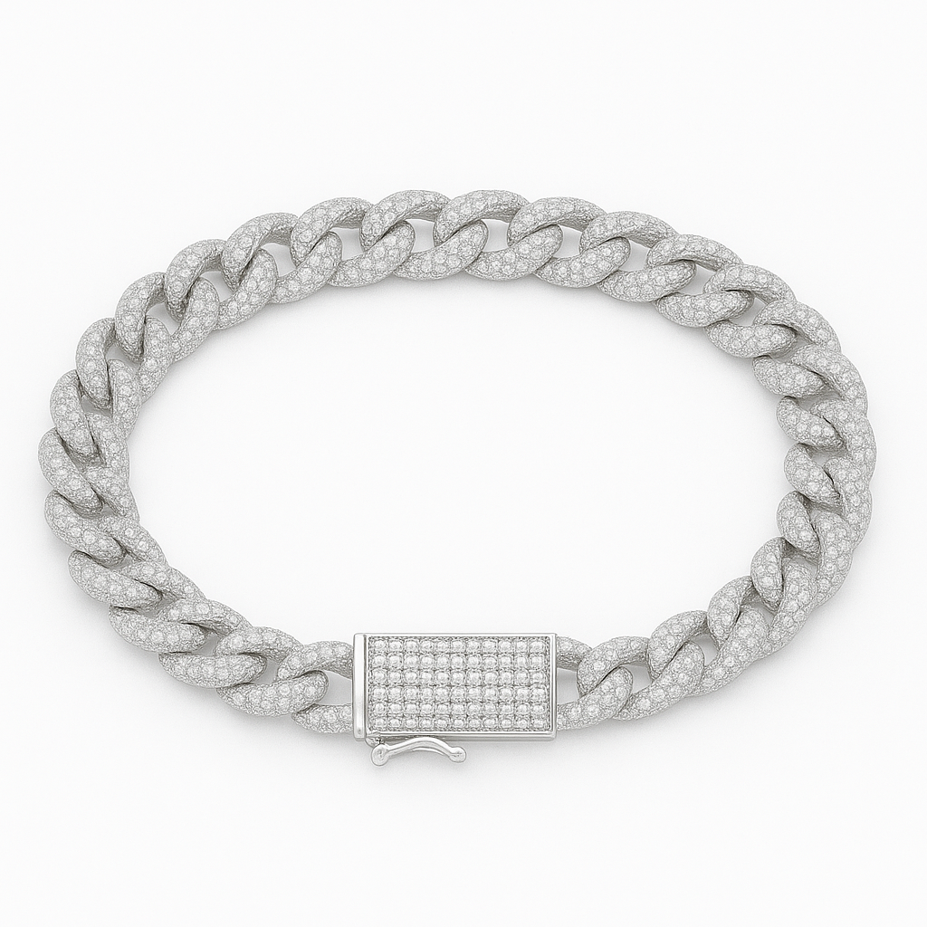 Moissanite 9.5mm Curb Bracelet