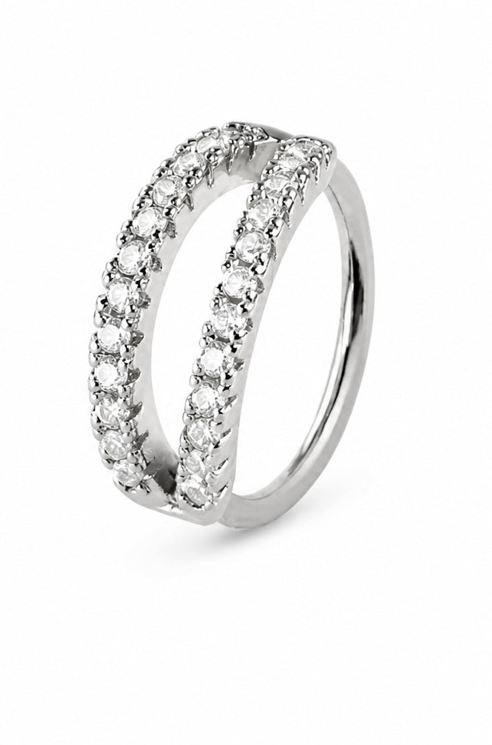 Double Luxe Pavé Nose Hoop – Layered Ring (20G)