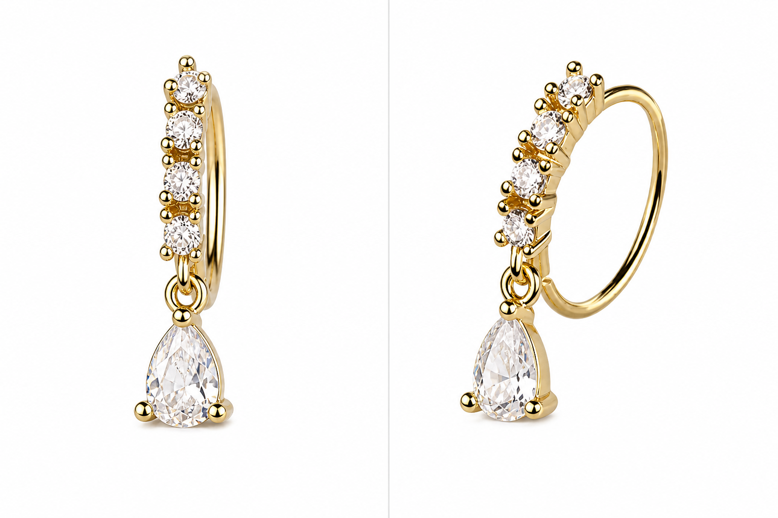 Luxe Teardrop Dangle Nose Ring – Charm Hoop (20G)