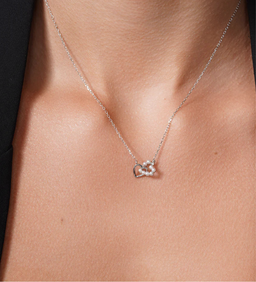 Entwined Pearl Heart Necklace