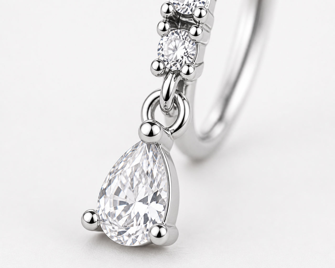 Luxe Teardrop Dangle Nose Ring – Charm Hoop (20G)