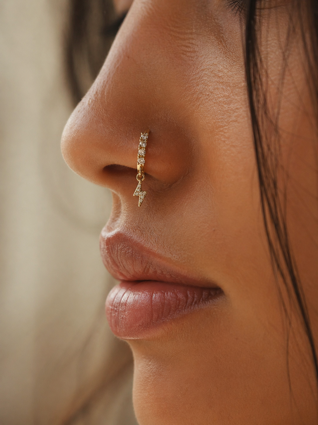 Electric Spark Lightning Nose Ring – Charm Hoop (20G)