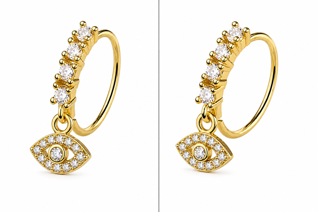 Evil Eye Luxe Drop Nose Ring – Charm Hoop (20G)