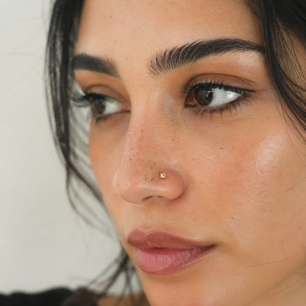 Classic Sparkle Nose Stud – L Shape (20G)