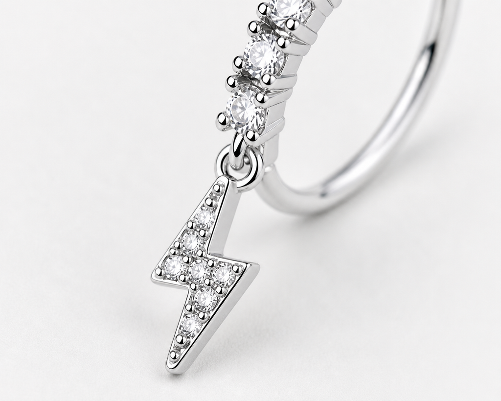 Electric Spark Lightning Nose Ring – Charm Hoop (20G)