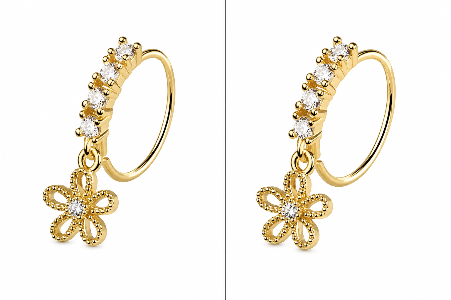 Daisy Drop Nose Ring – Charm Hoop (20G)