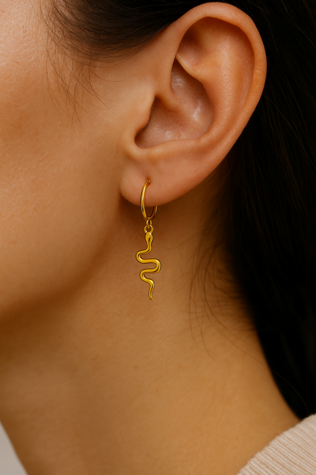 14k Serpentine Drop Hoops