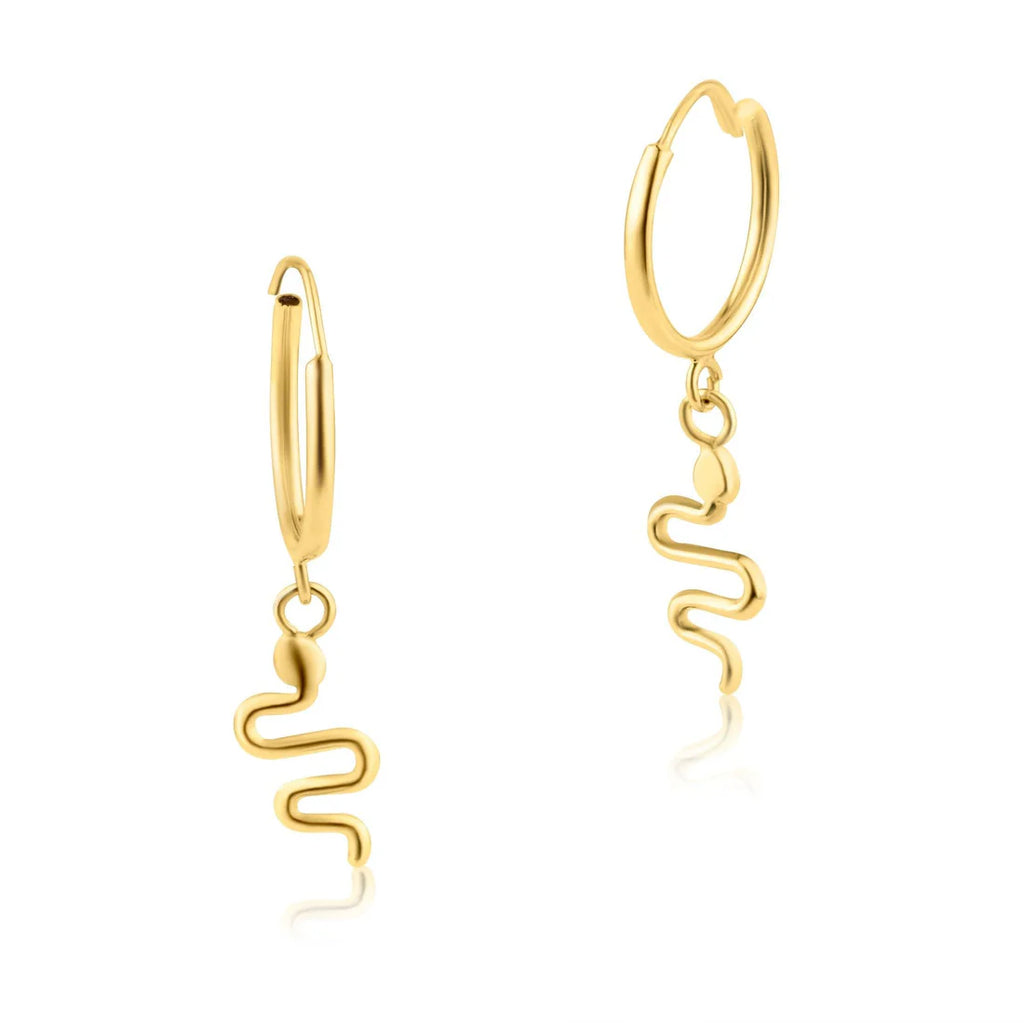 14k Serpentine Drop Hoops