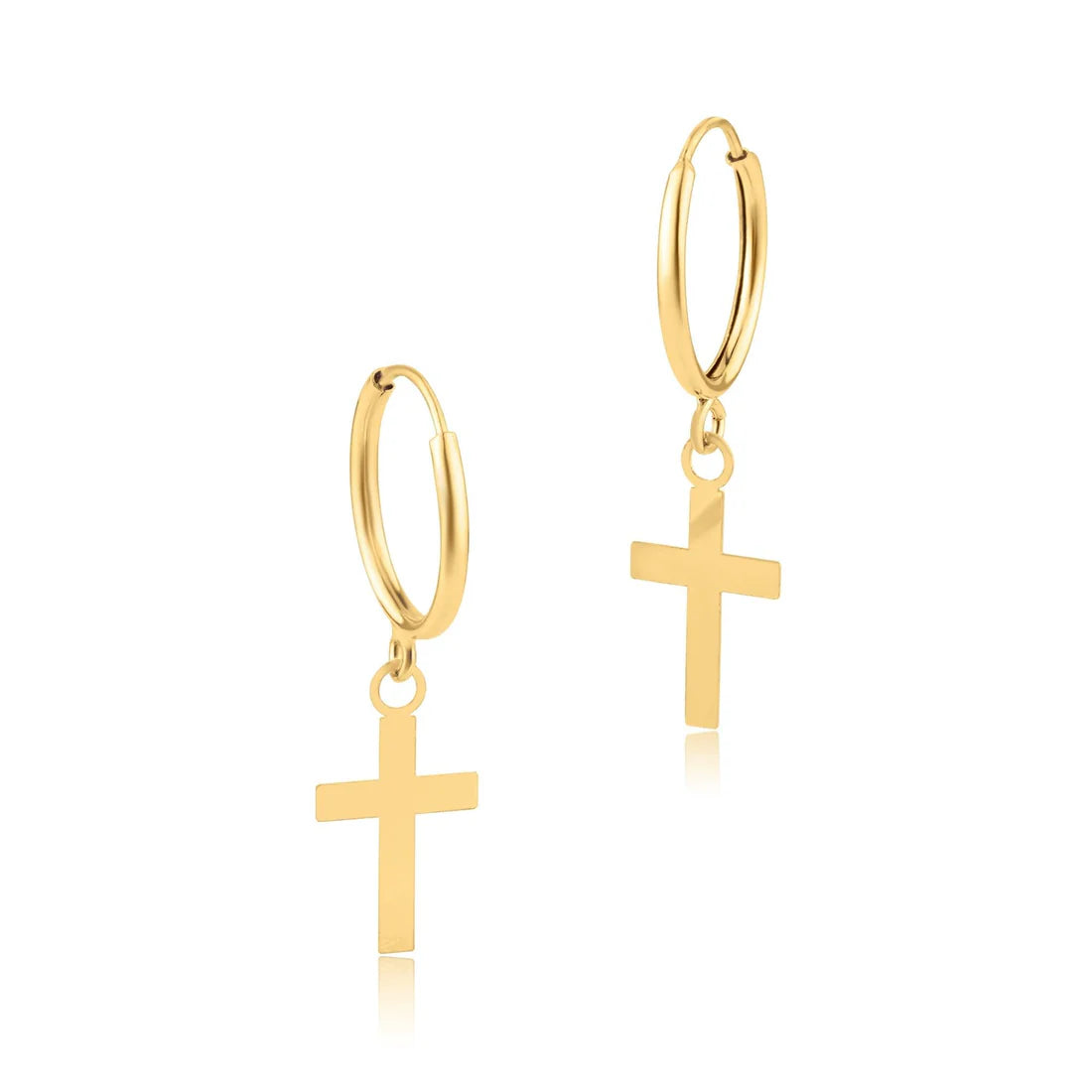 14k Cross Hoops