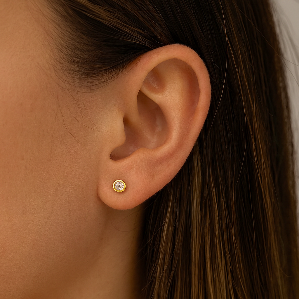 14k Luxe Bezel Studs