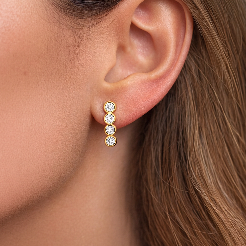 14k Bezel Line Studs