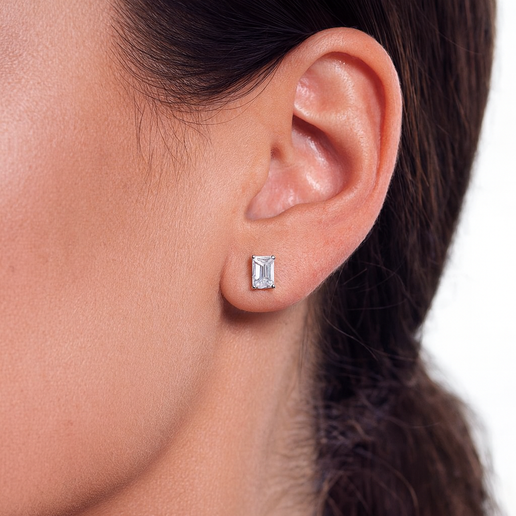 Emerald Lumière Moissanite Studs