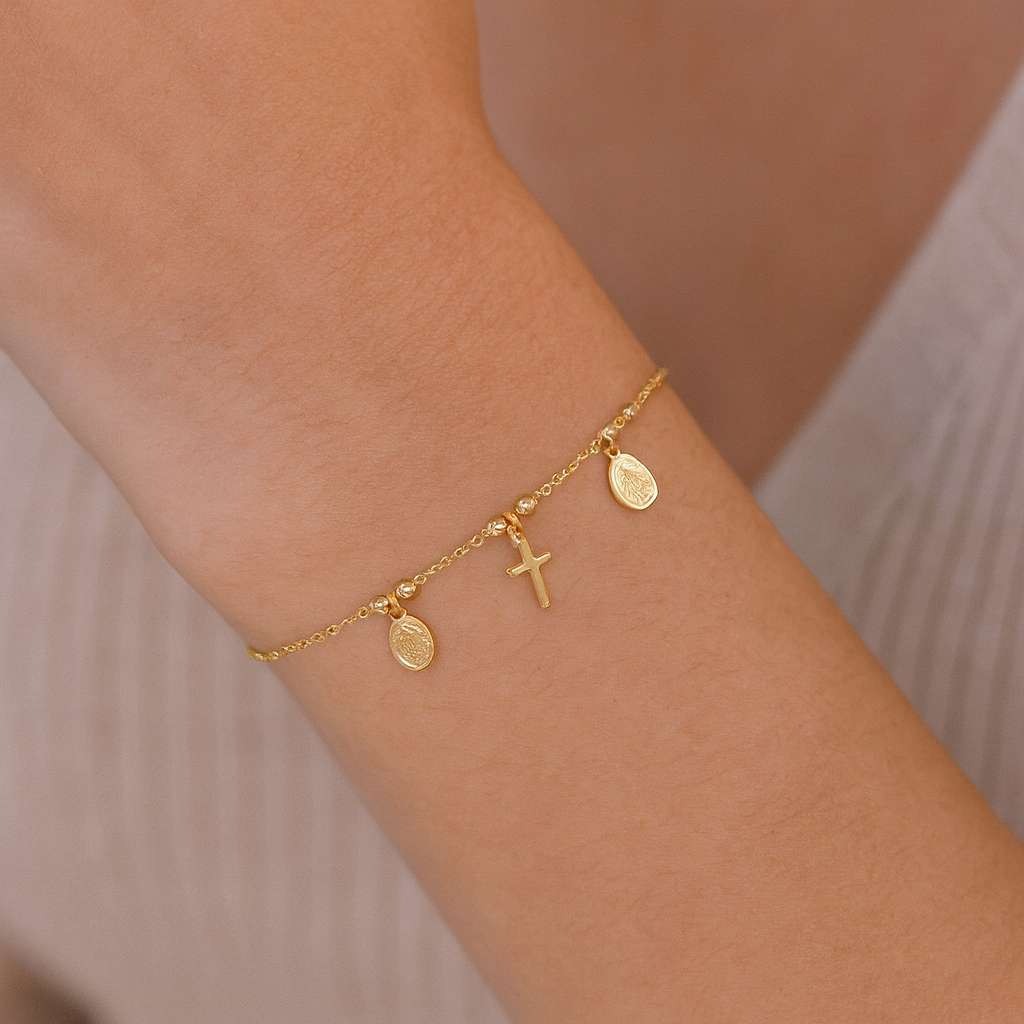 14k Solid Sacred Glow Charm Bracelet