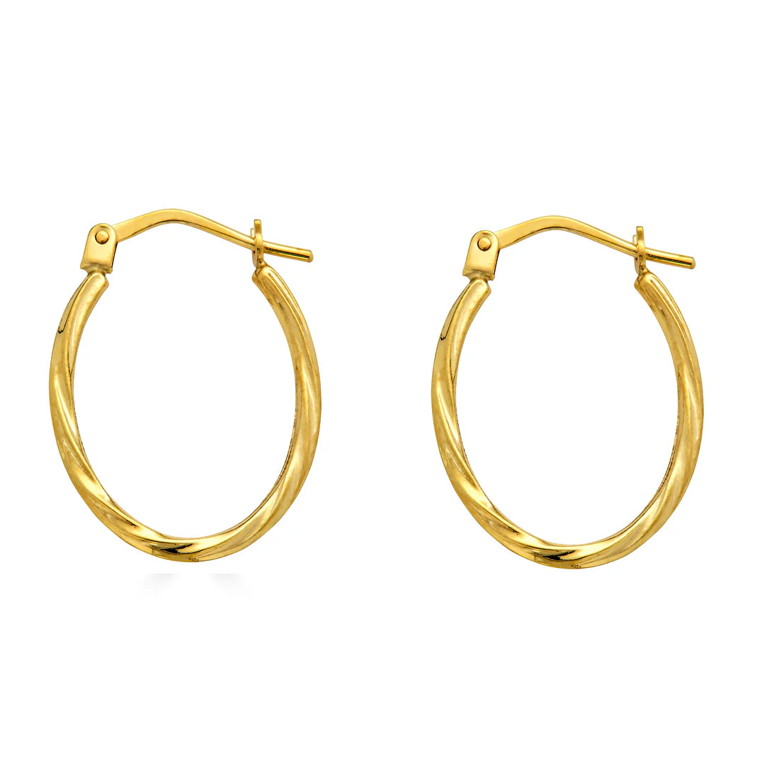 14k Solid Twisted Luxe Oval Hoops
