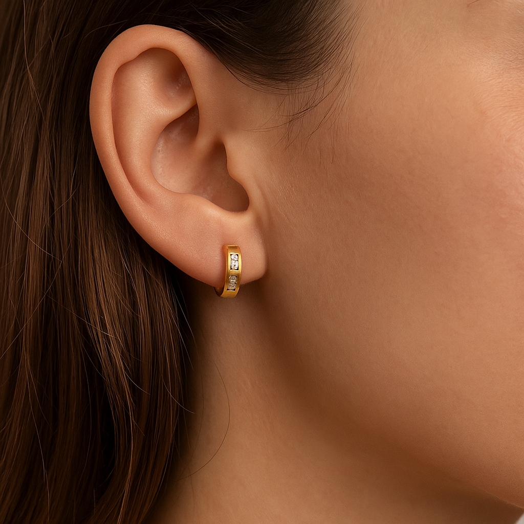 14k Solid Luxe Channel-Set Huggies