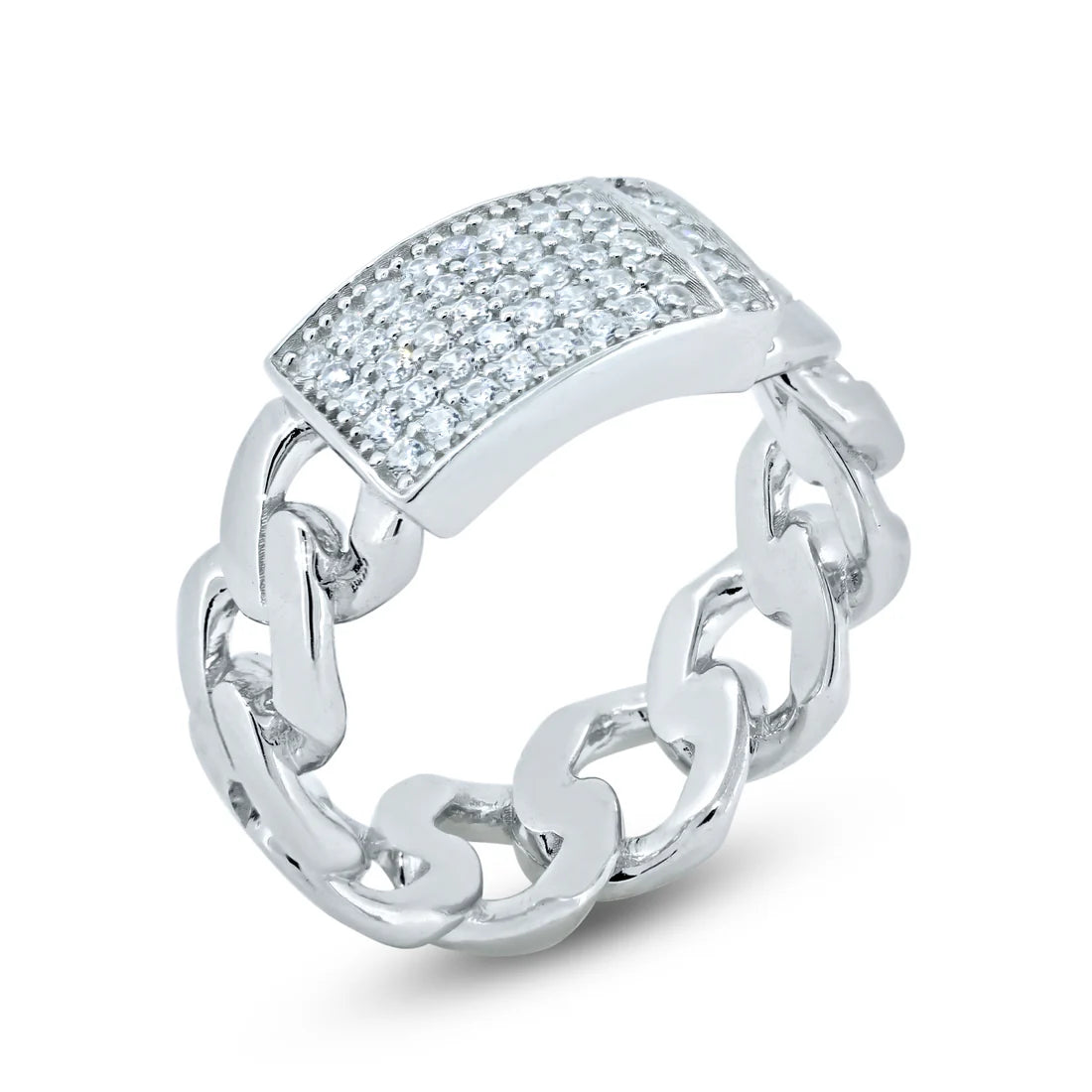 Iced Link Band Ring