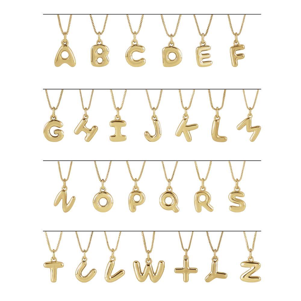 14k Bubble Initial Necklace