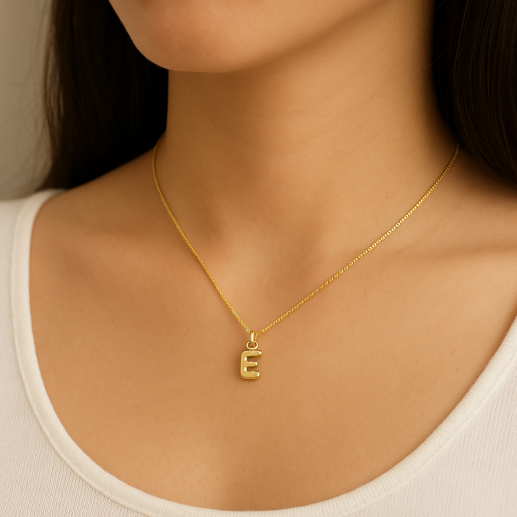 14k Bubble Initial Necklace
