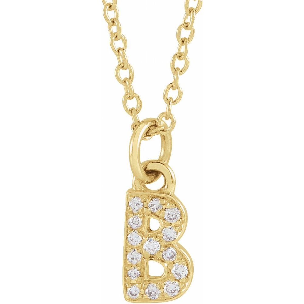 14k Petite Diamond Initial Necklace