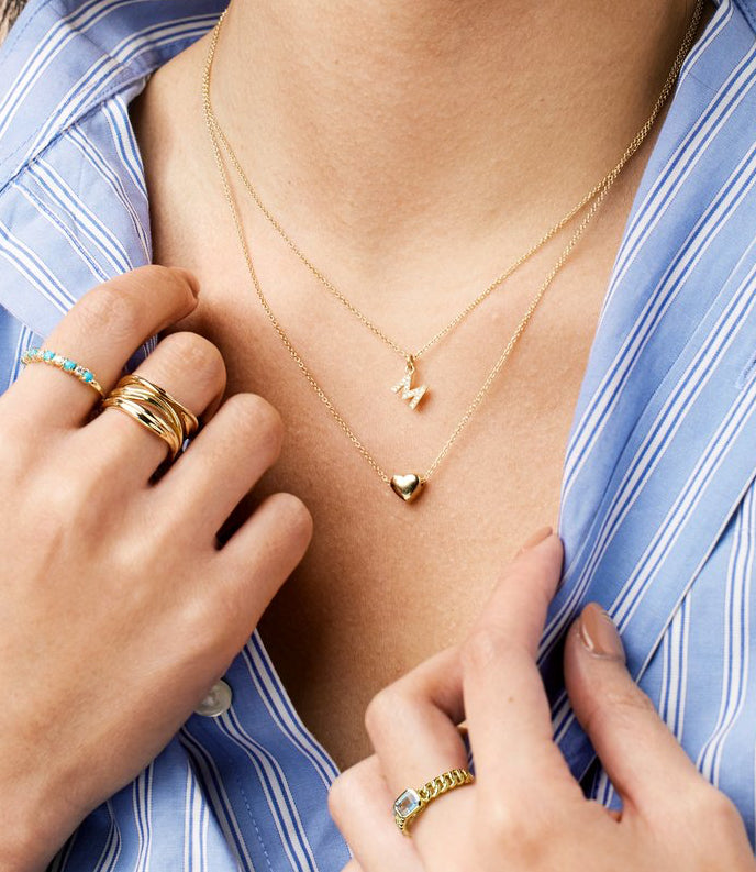 14k Petite Diamond Initial Necklace