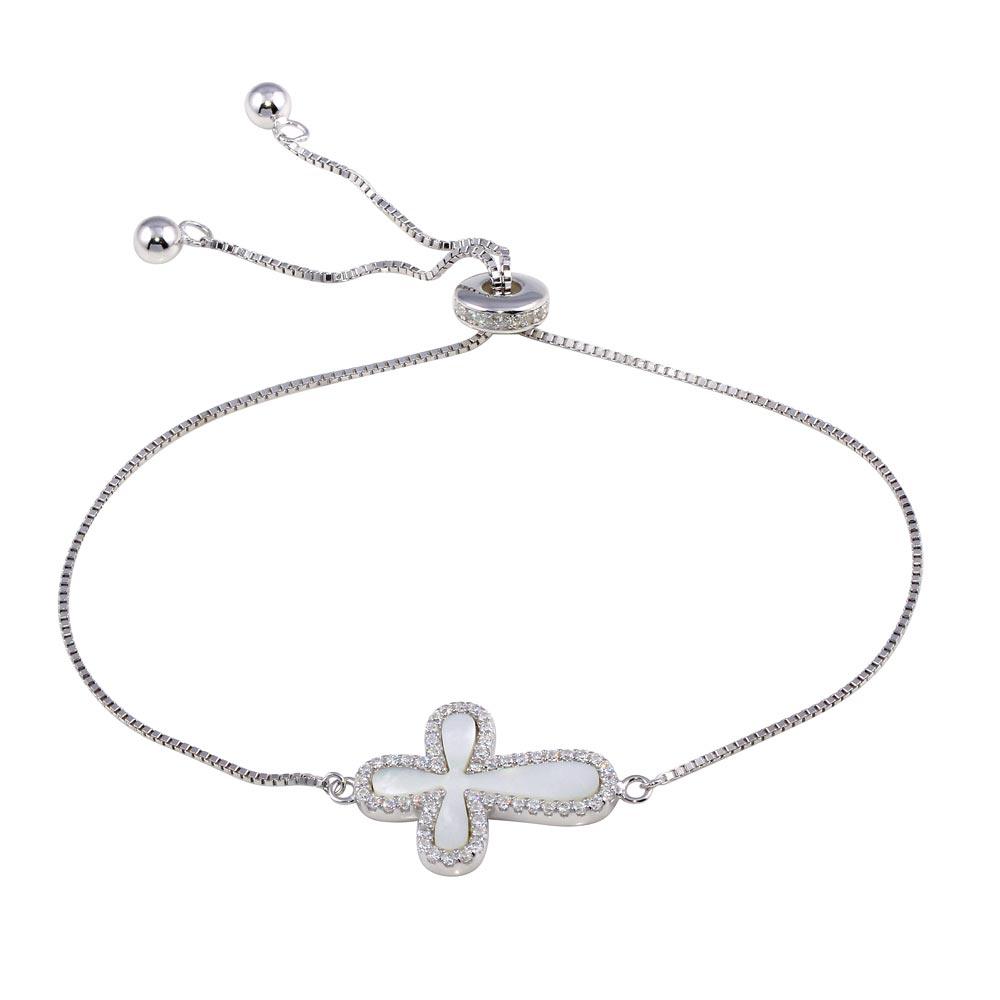 Mother Of Pearl Cross Slider Bracelet