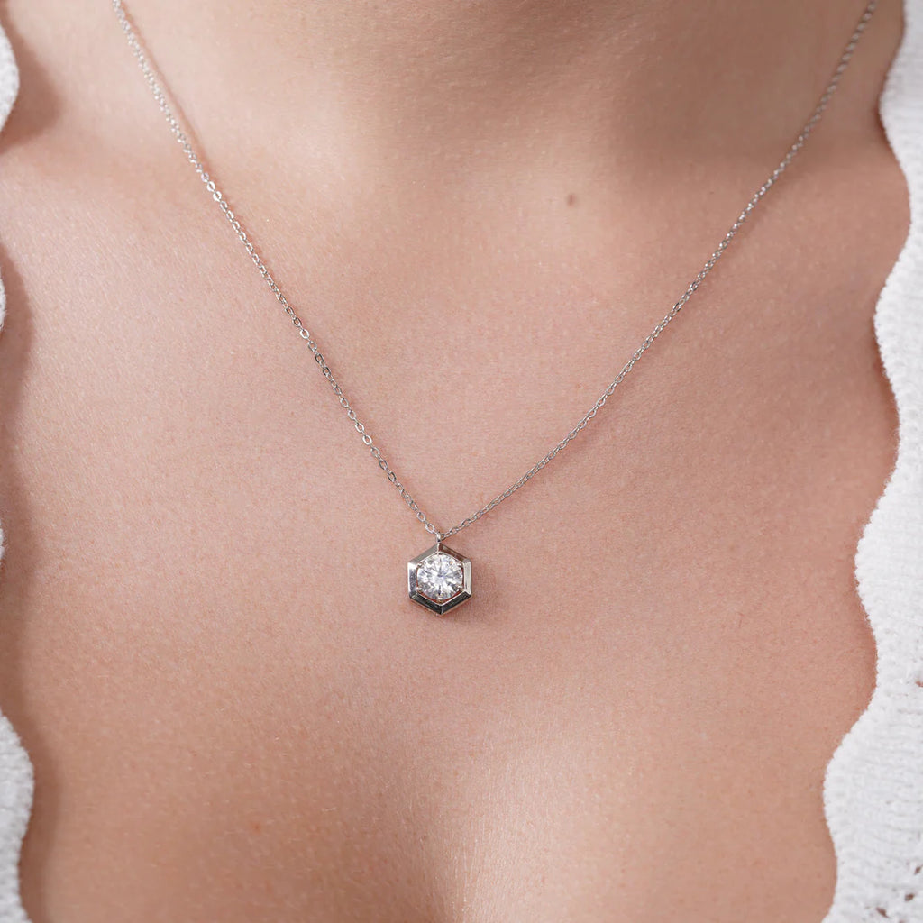 Hexa Radiant Moissanite Necklace