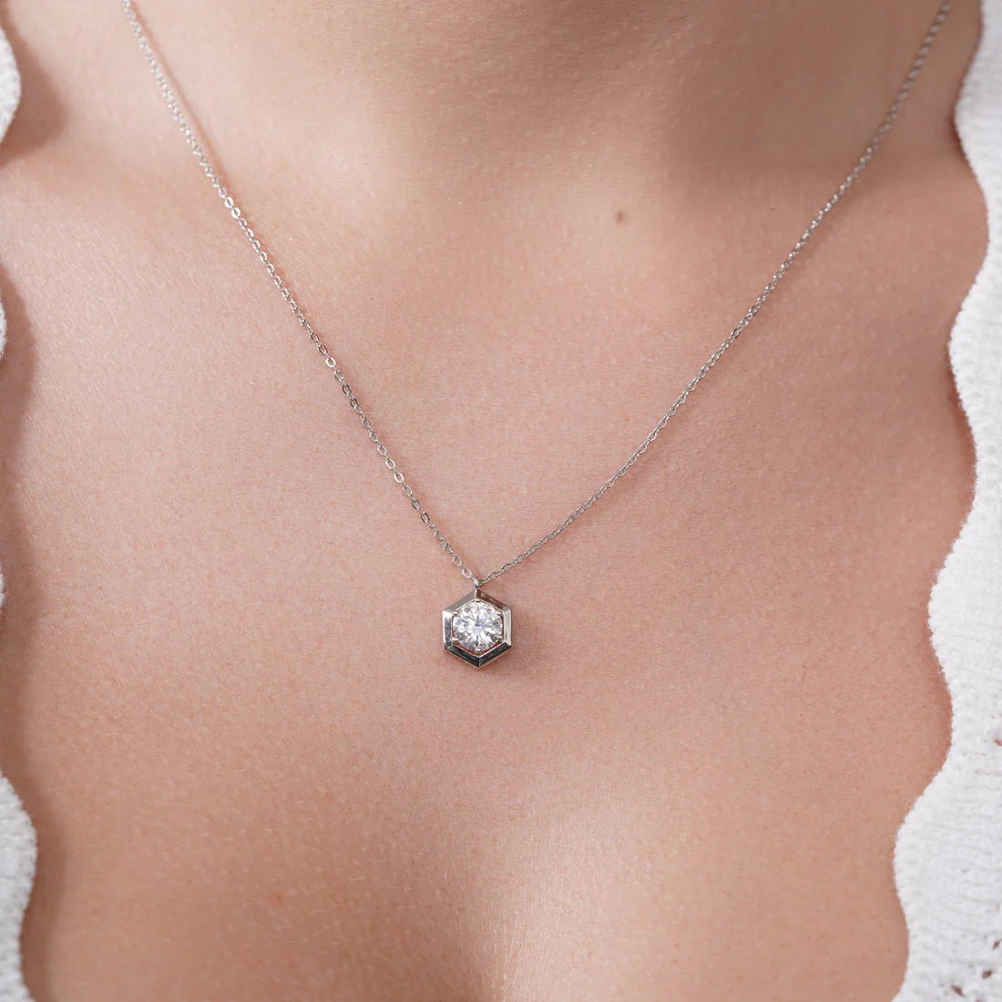 Hexa Radiant Moissanite Necklace