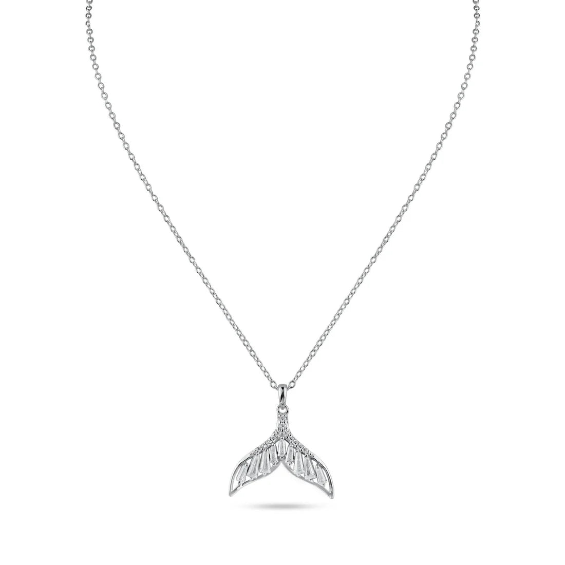 Baguette Wave Whale Tail Necklace