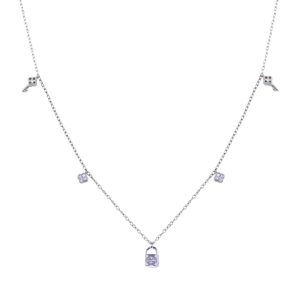 Clover + Key Charm Necklace